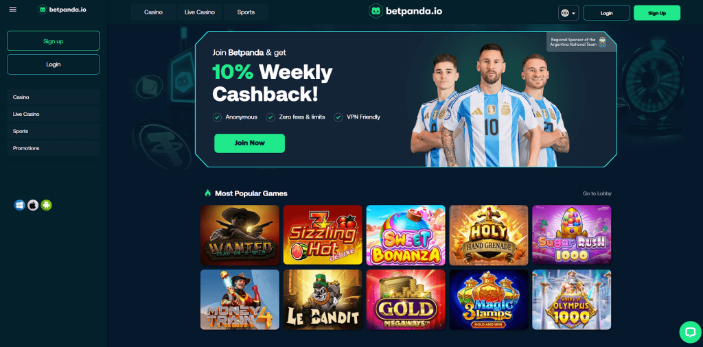 BetPanda Casino Front Page
