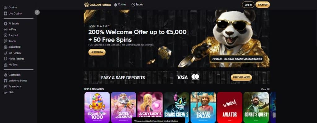 Golden Panda Casino Front Page